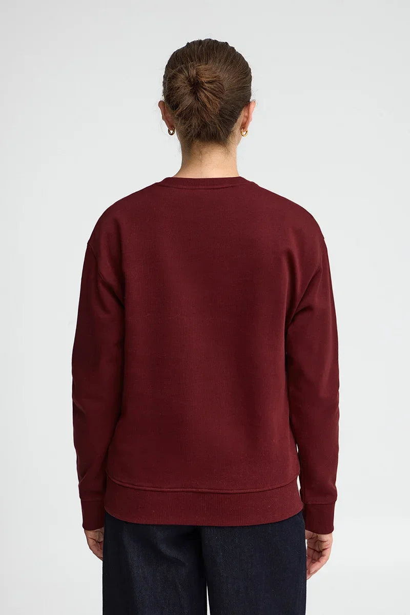 2026 New Arrival Maroon round-neck boxy-fit sweatshirt with Rigby Go embroidery