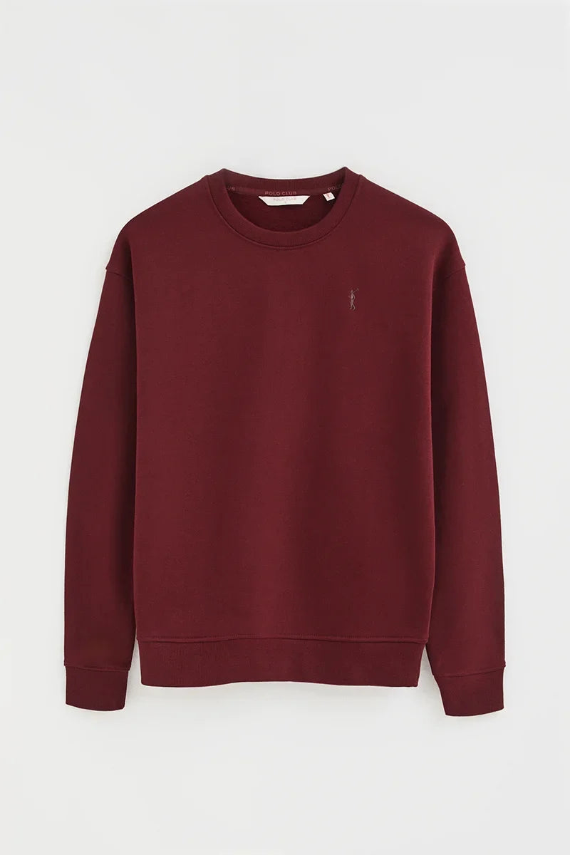 2026 New Arrival Maroon round-neck boxy-fit sweatshirt with Rigby Go embroidery