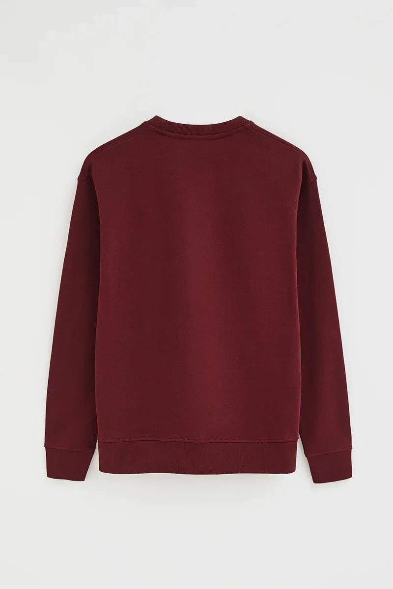 2026 New Arrival Maroon round-neck boxy-fit sweatshirt with Rigby Go embroidery