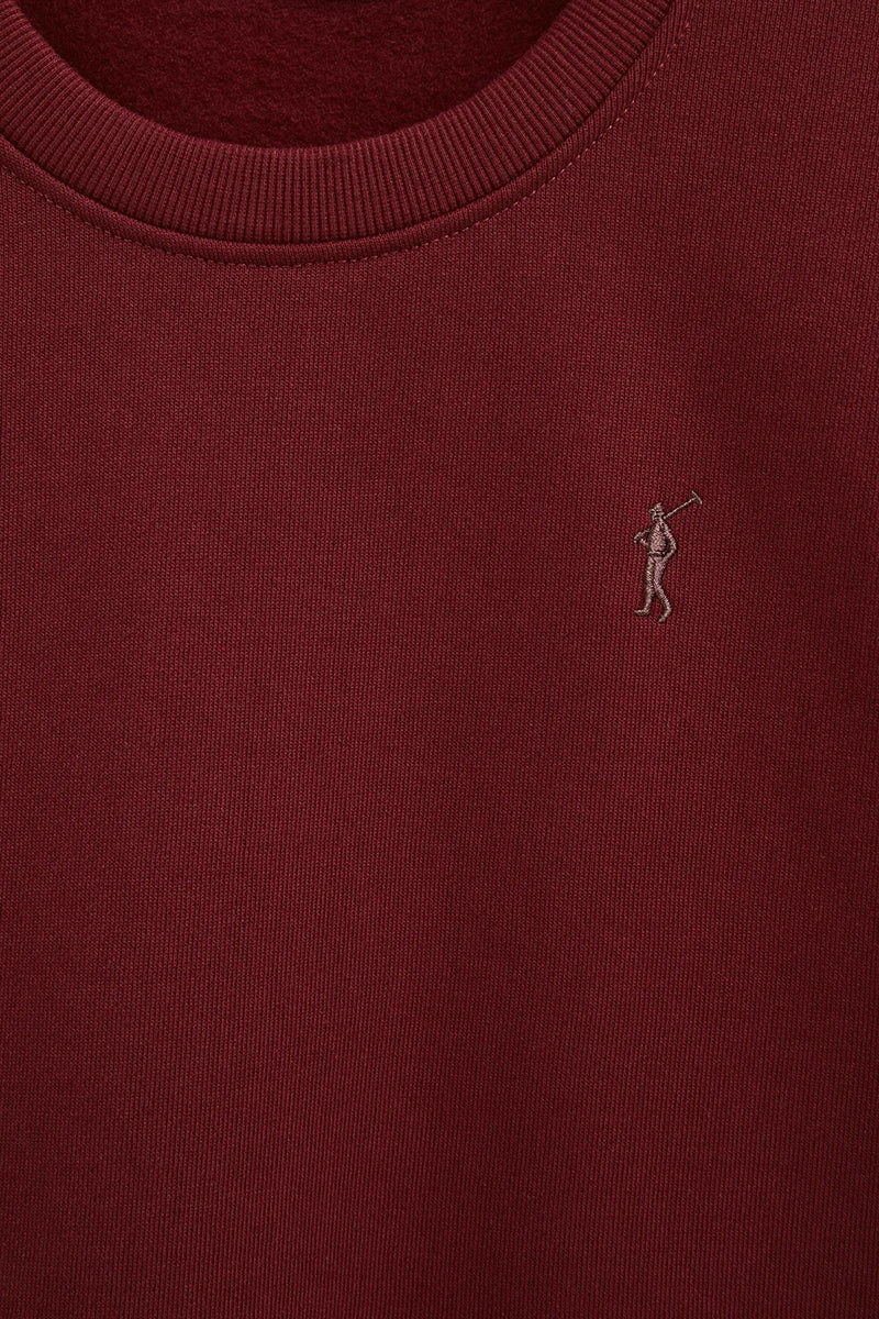 2026 New Arrival Maroon round-neck boxy-fit sweatshirt with Rigby Go embroidery