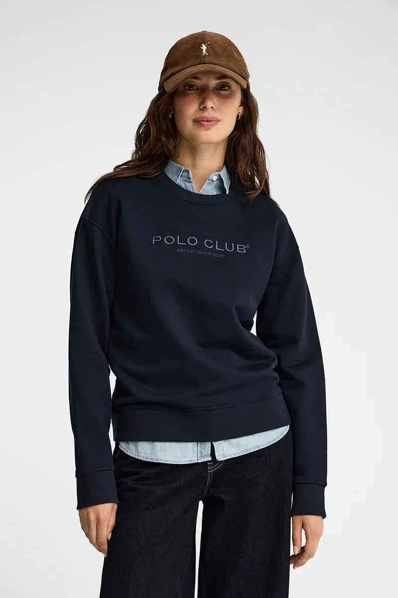 2026 New Arrival Navy-blue sweatshirt with Established 2012 Polo Club embroidery