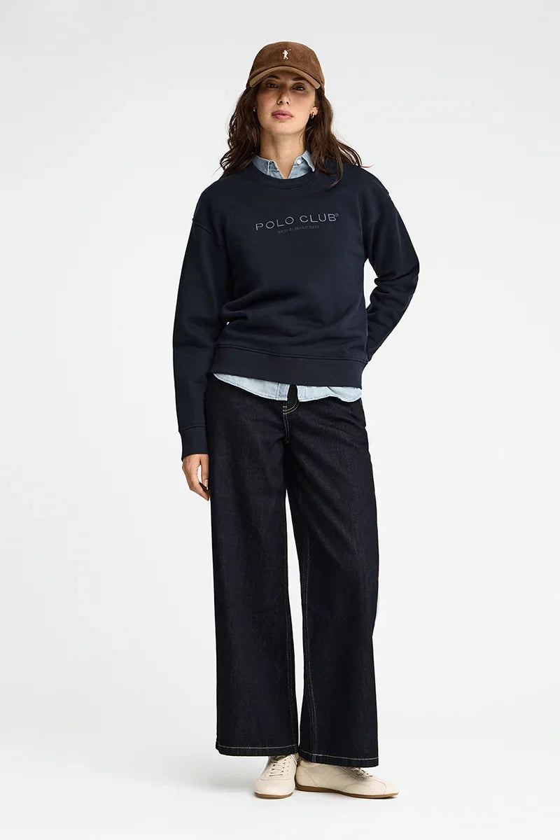2026 New Arrival Navy-blue sweatshirt with Established 2012 Polo Club embroidery