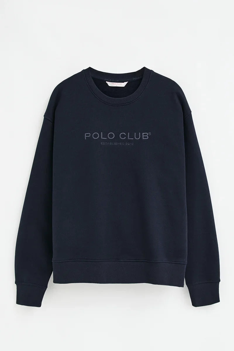 2026 New Arrival Navy-blue sweatshirt with Established 2012 Polo Club embroidery