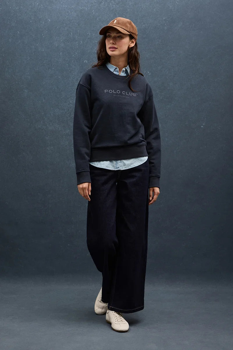 2026 New Arrival Navy-blue sweatshirt with Established 2012 Polo Club embroidery