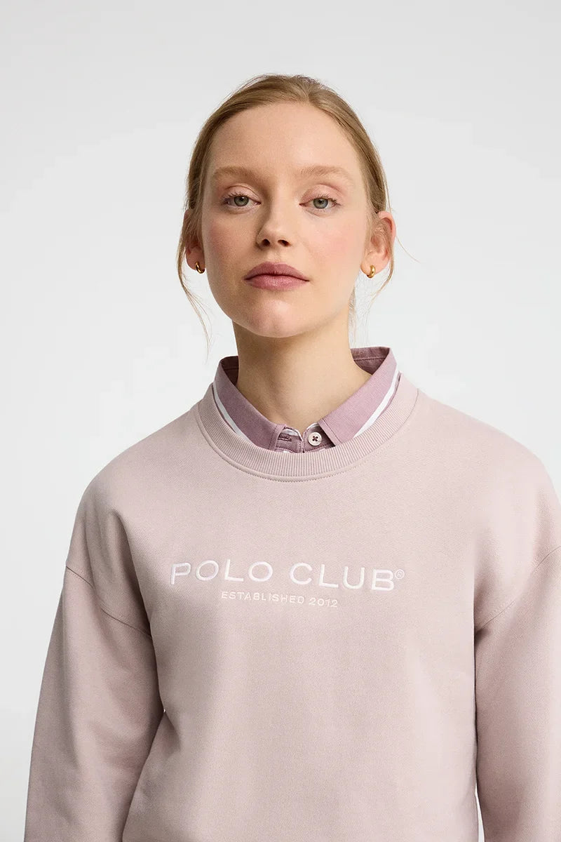 2026 New Arrival Pale-pink sweatshirt with Established 2012 Polo Club embroidery