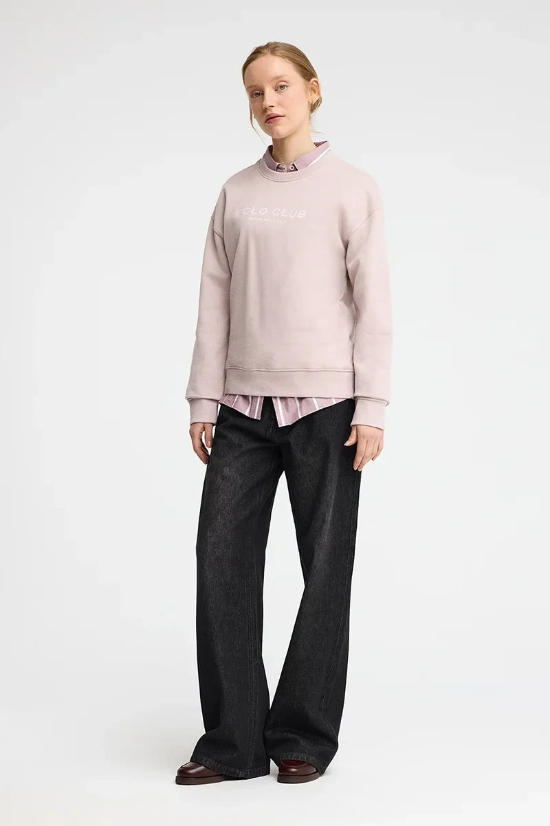 2026 New Arrival Pale-pink sweatshirt with Established 2012 Polo Club embroidery