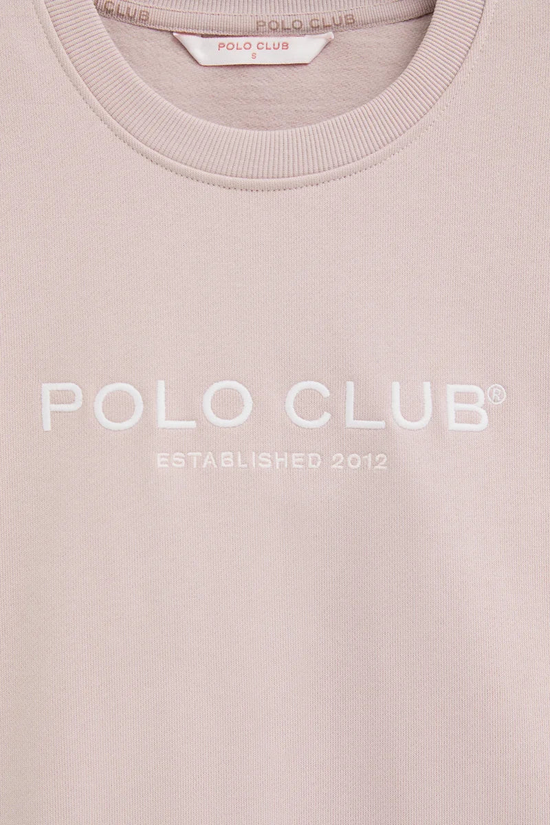 2026 New Arrival Pale-pink sweatshirt with Established 2012 Polo Club embroidery