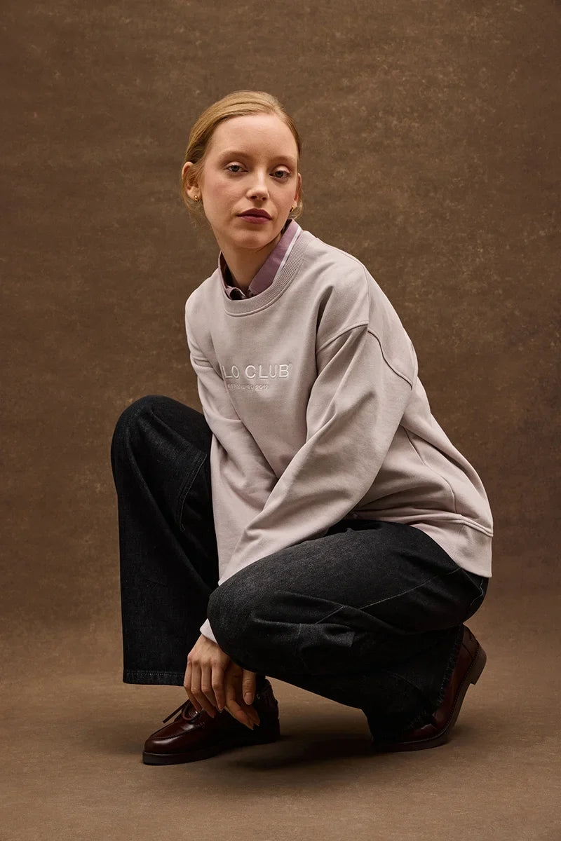 2026 New Arrival Pale-pink sweatshirt with Established 2012 Polo Club embroidery