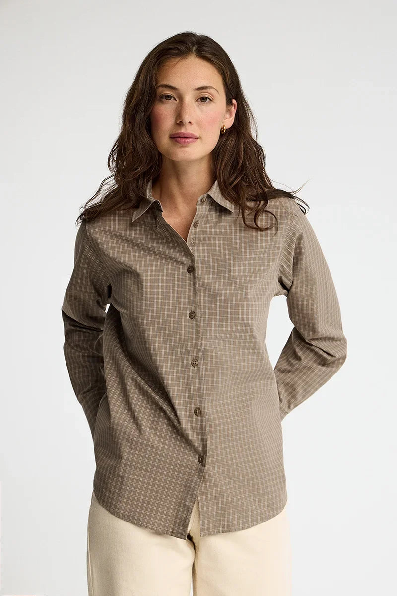 2026 New Arrival Brown relaxed-fit check shirt Polo Club