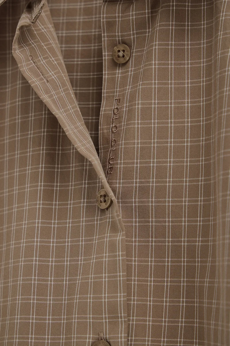 2026 New Arrival Brown relaxed-fit check shirt Polo Club