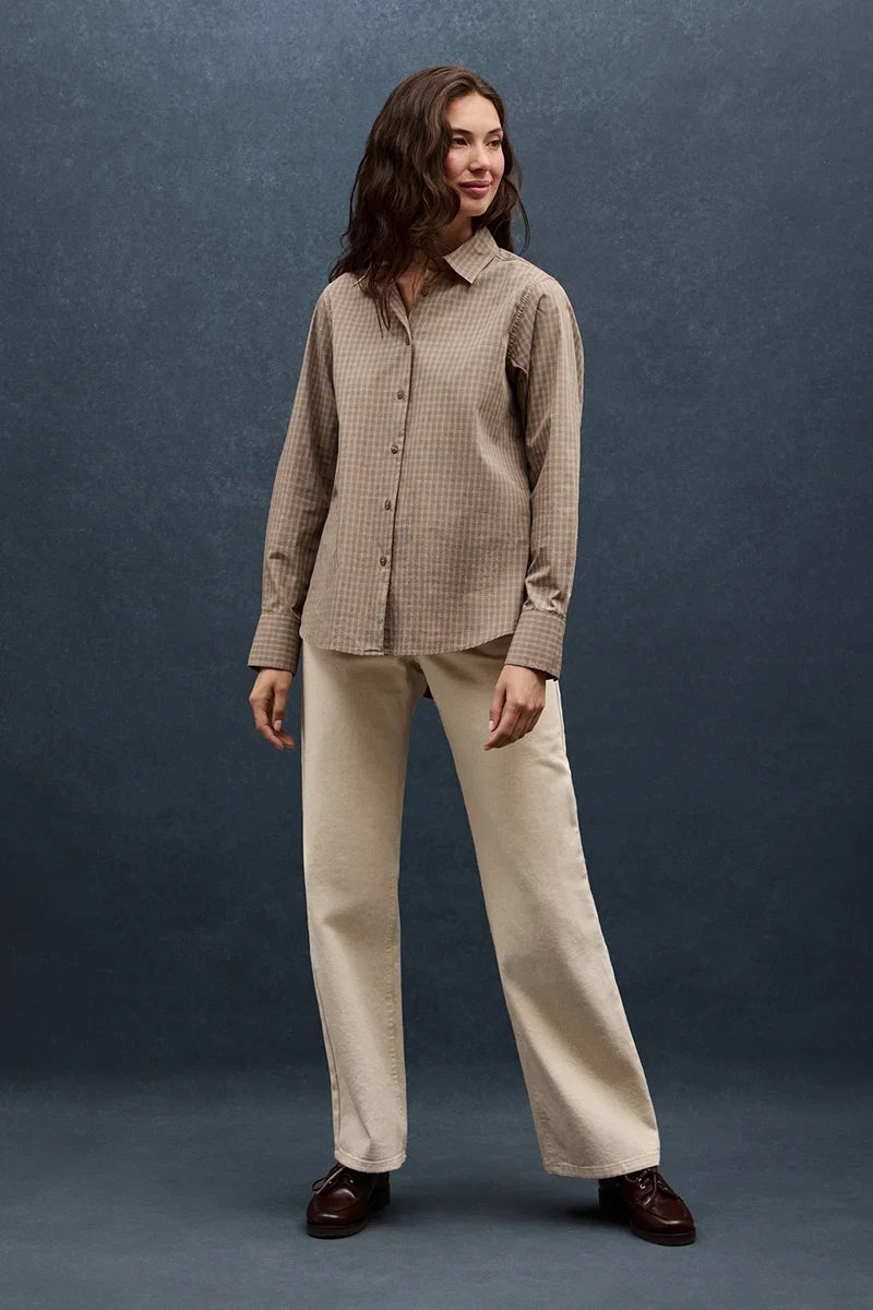 2026 New Arrival Brown relaxed-fit check shirt Polo Club