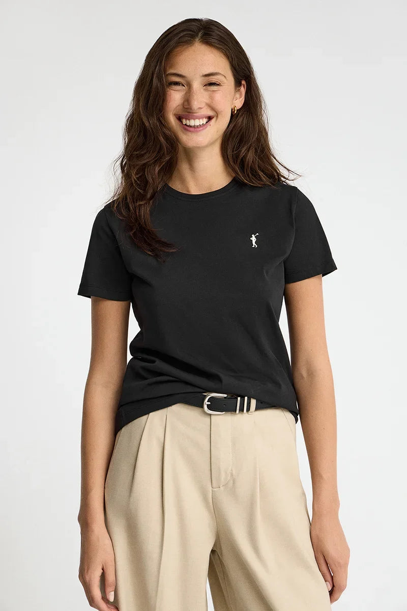 2026 New Arrival Black regular-fit T-shirt with Rigby Go embroidery