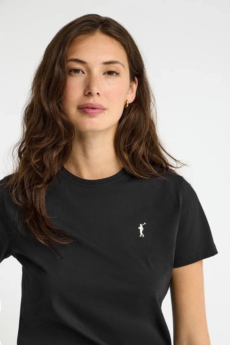 2026 New Arrival Black regular-fit T-shirt with Rigby Go embroidery