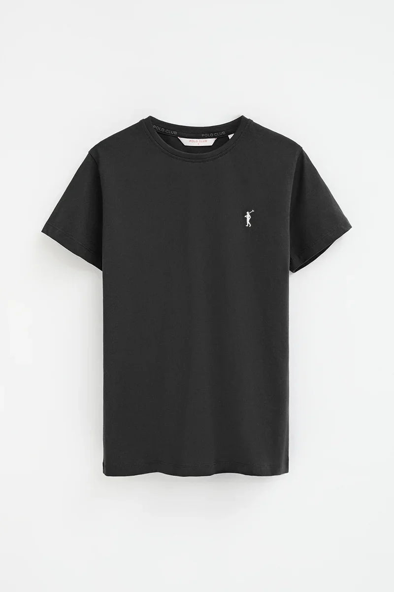 2026 New Arrival Black regular-fit T-shirt with Rigby Go embroidery