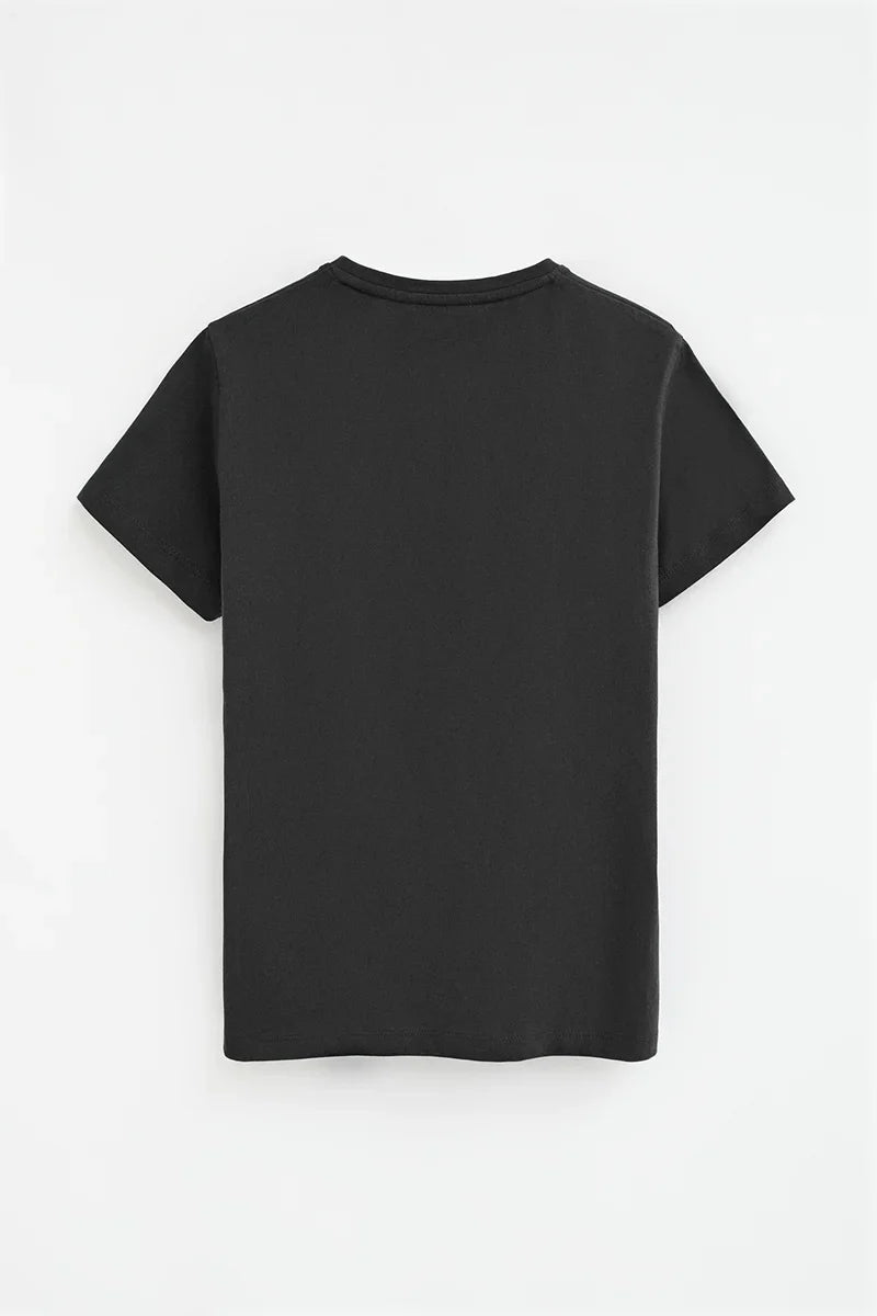 2026 New Arrival Black regular-fit T-shirt with Rigby Go embroidery