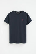 2026 New Arrival Navy-blue regular-fit T-shirt with Rigby Go embroidery