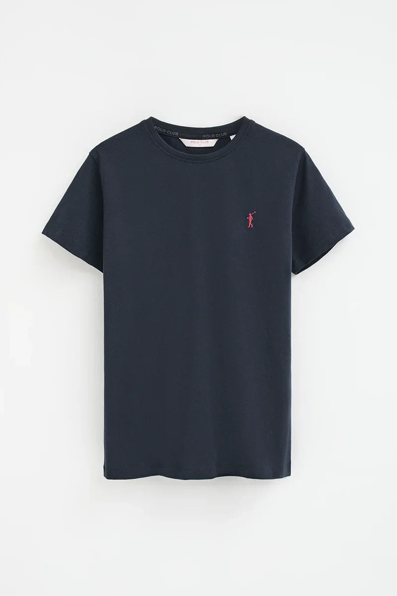 2026 New Arrival Navy-blue regular-fit T-shirt with Rigby Go embroidery