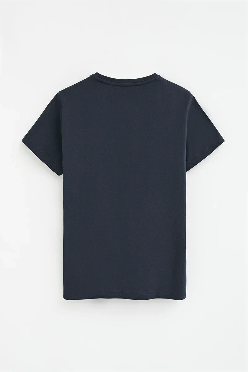 2026 New Arrival Navy-blue regular-fit T-shirt with Rigby Go embroidery