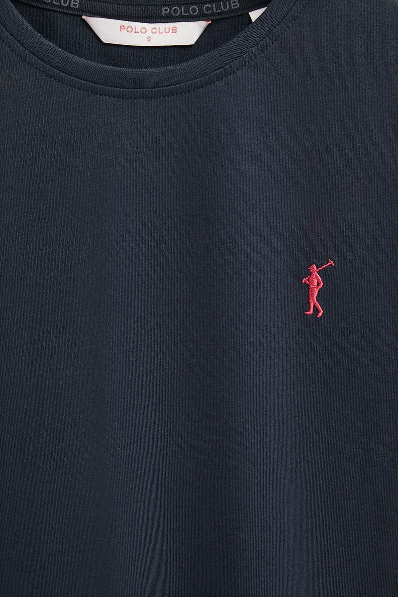 2026 New Arrival Navy-blue regular-fit T-shirt with Rigby Go embroidery