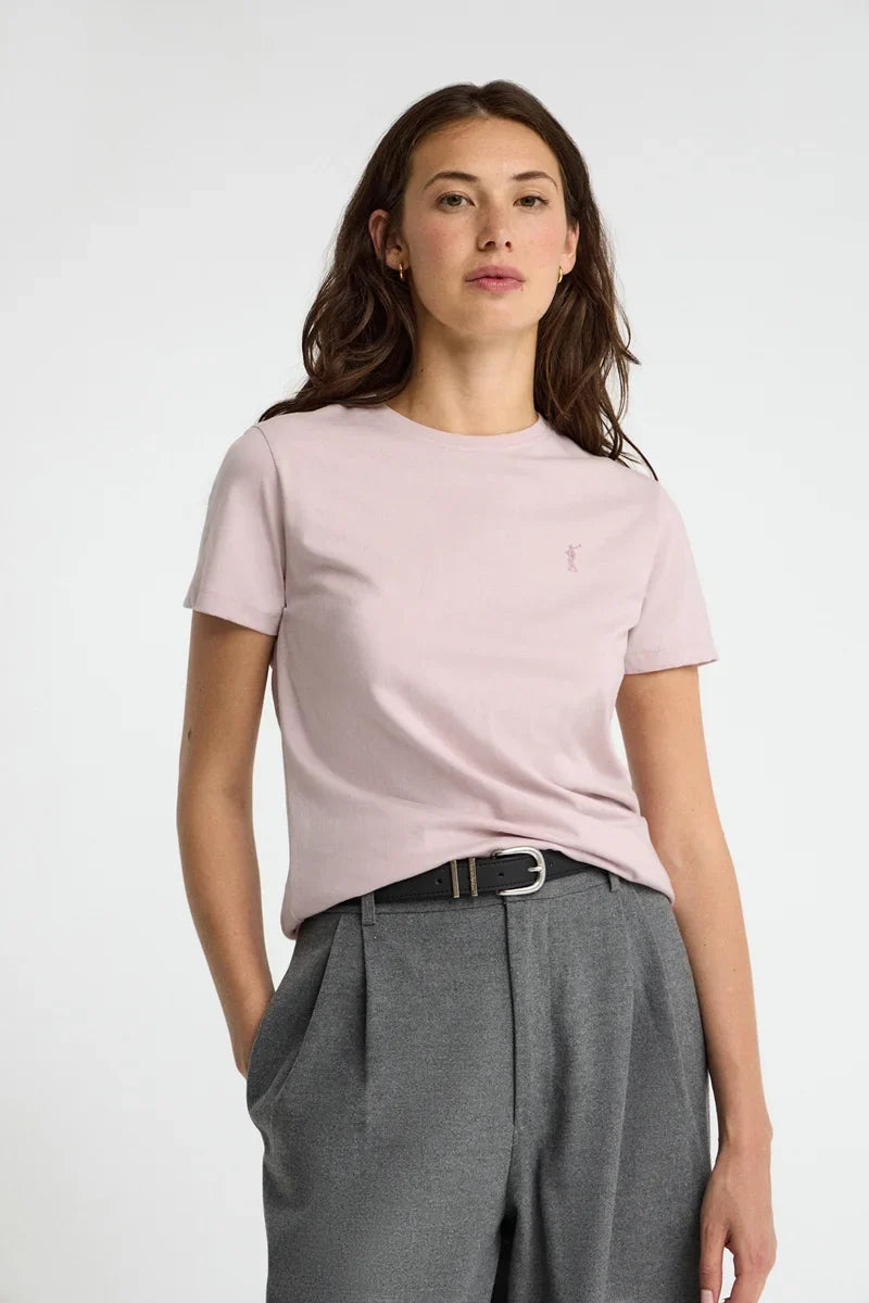 2026 New Arrival Pale-pink regular-fit T-shirt with Rigby Go embroidery