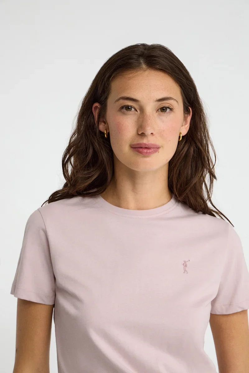 2026 New Arrival Pale-pink regular-fit T-shirt with Rigby Go embroidery