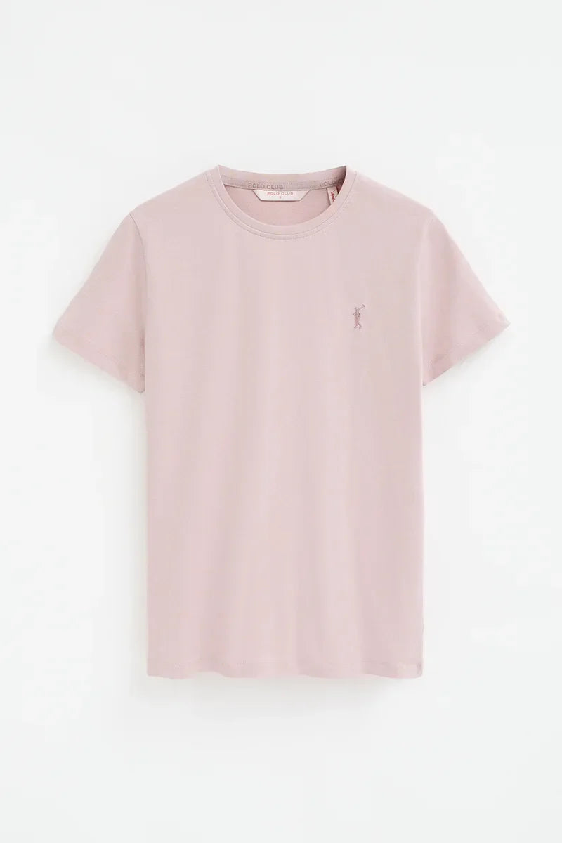 2026 New Arrival Pale-pink regular-fit T-shirt with Rigby Go embroidery