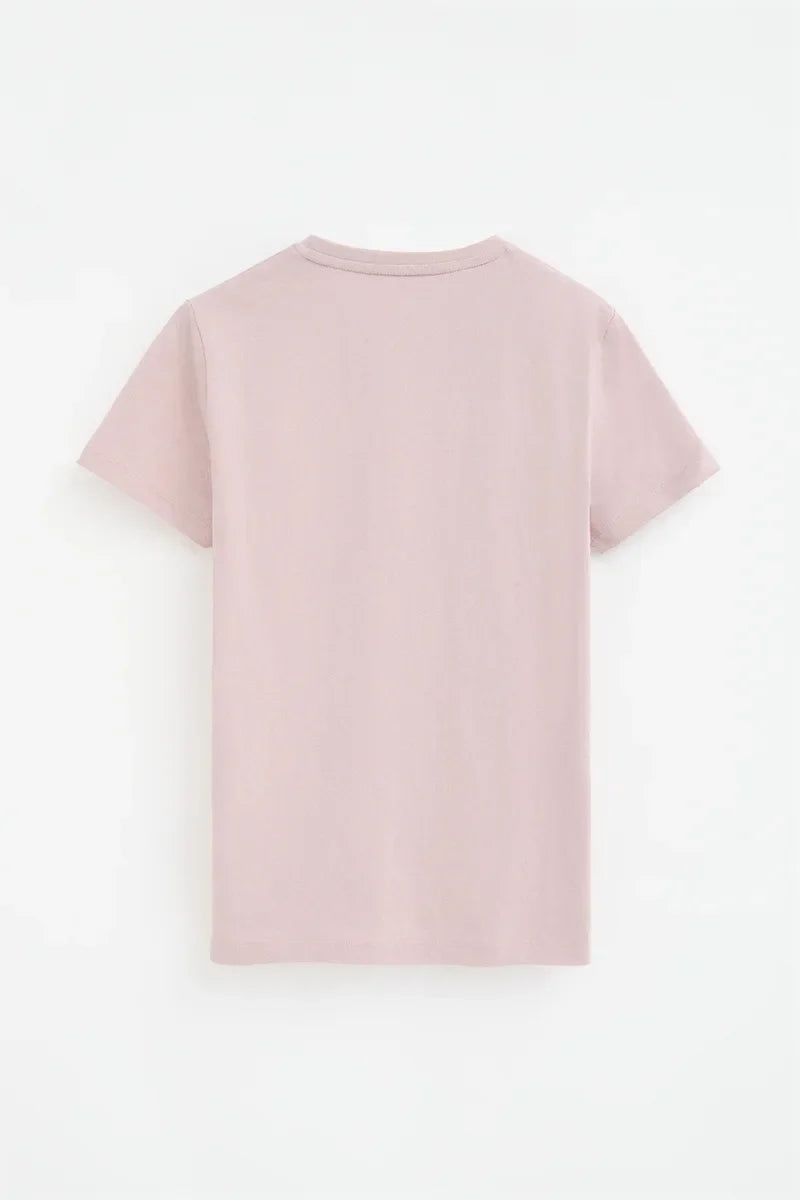 2026 New Arrival Pale-pink regular-fit T-shirt with Rigby Go embroidery