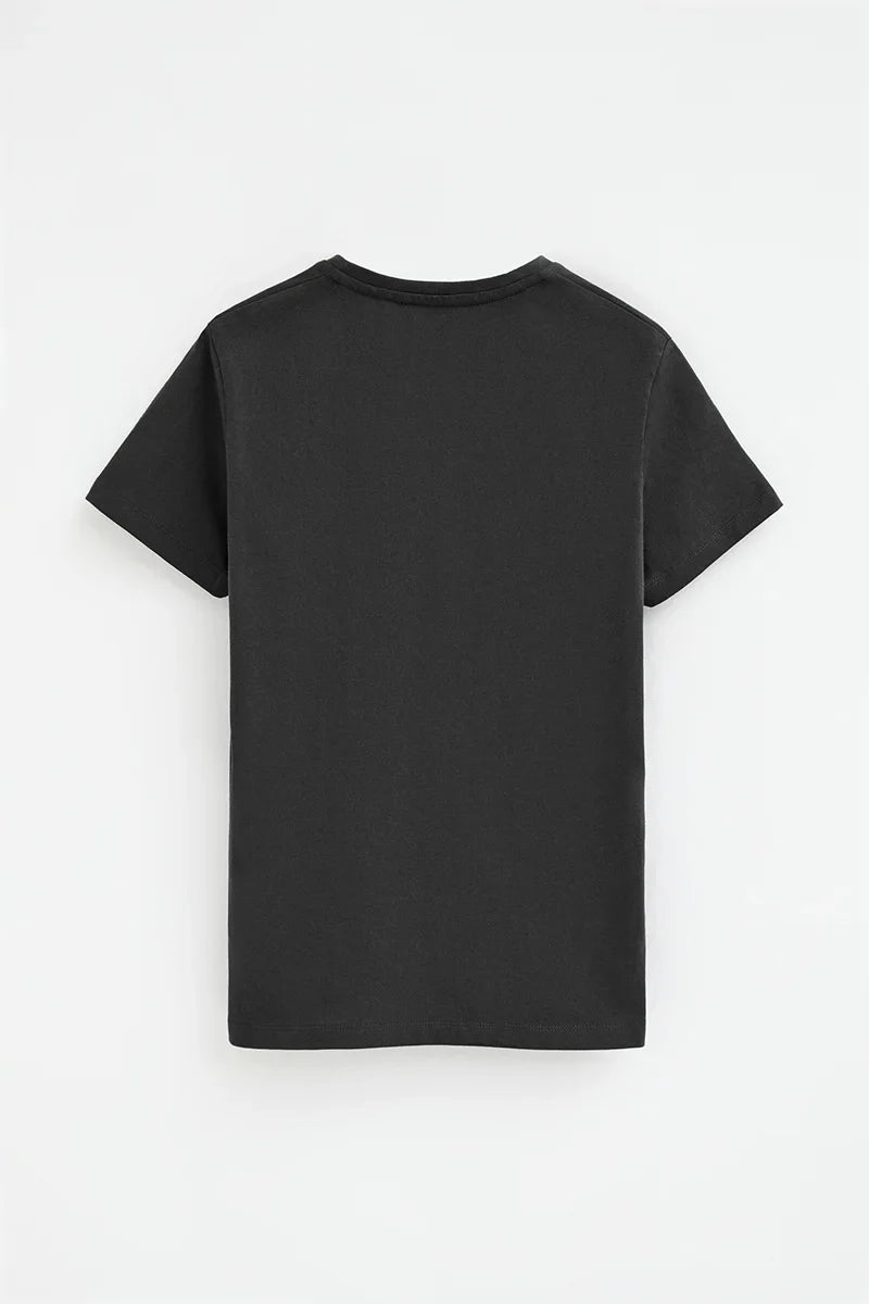 2026 New Arrival Black V-neck T-shirt with Rigby Go embroidery