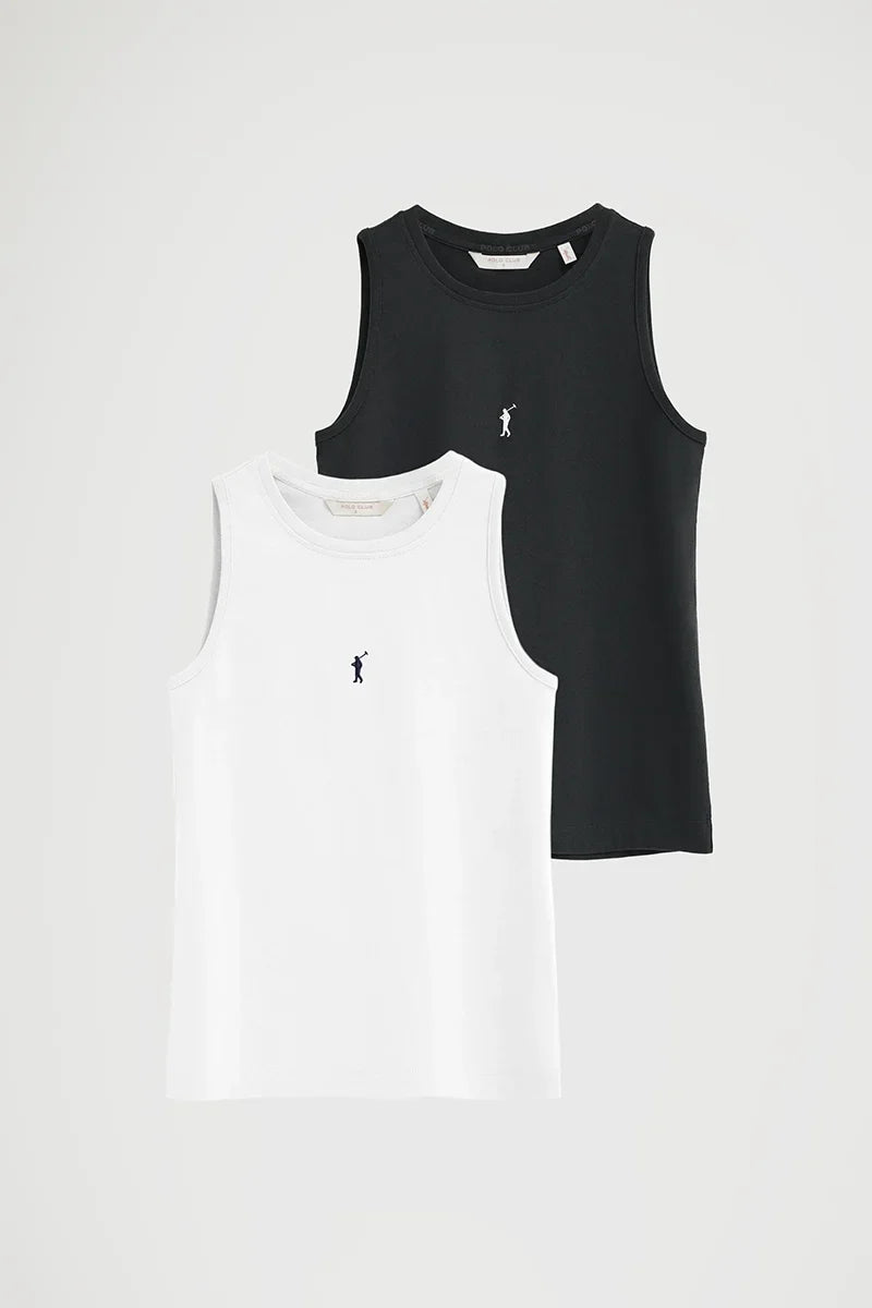 2026 New Arrival Women 2-pack sleeveless T-shirts in black and white with Rigby Go embroidery