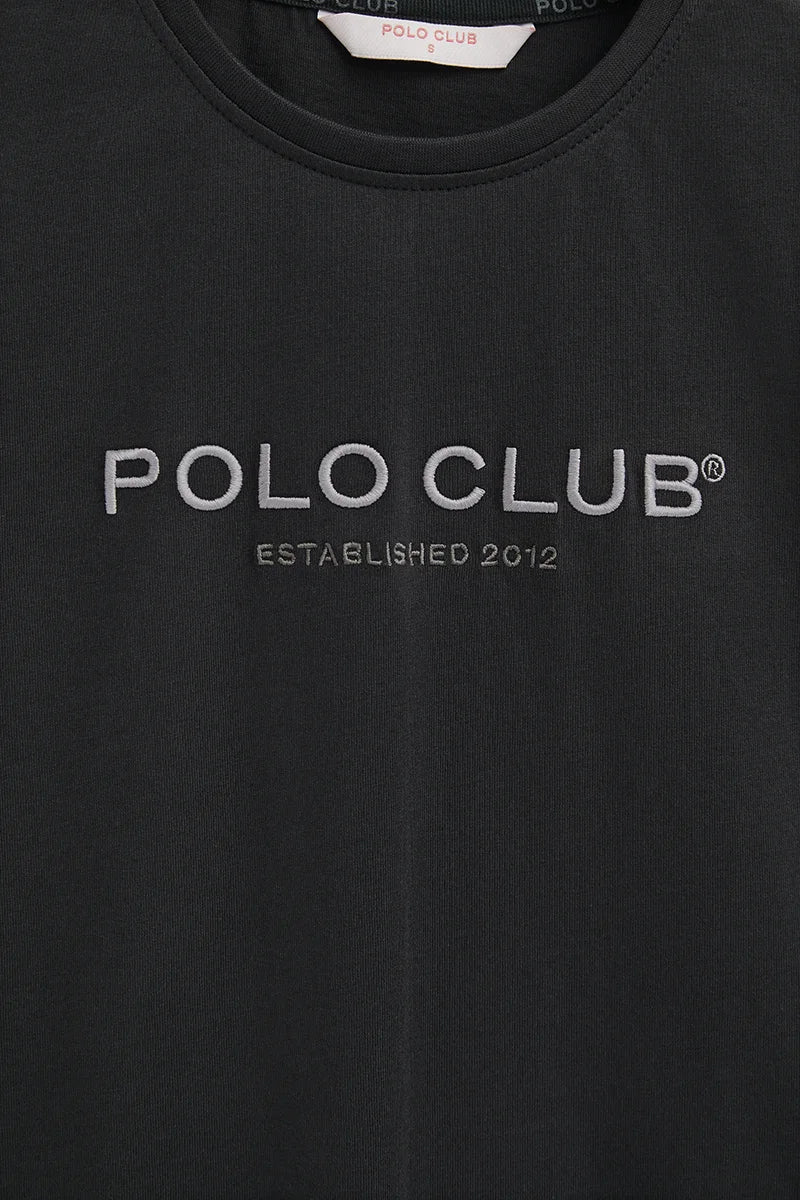 2026 New Arrival Anthracite-grey short-sleeve T-shirt with Established 2012 Polo Club embroidery