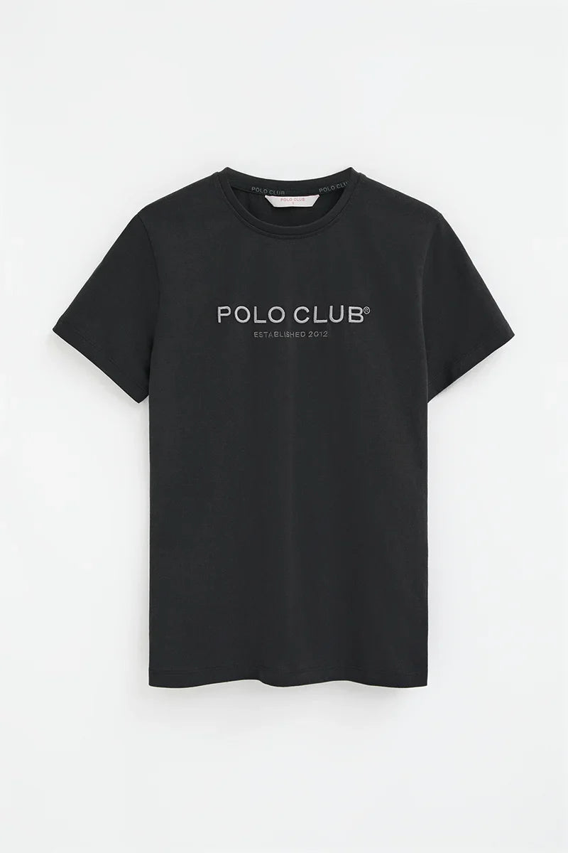 2026 New Arrival Anthracite-grey short-sleeve T-shirt with Established 2012 Polo Club embroidery