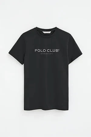 2026 New Arrival Anthracite-grey short-sleeve T-shirt with Established 2012 Polo Club embroidery