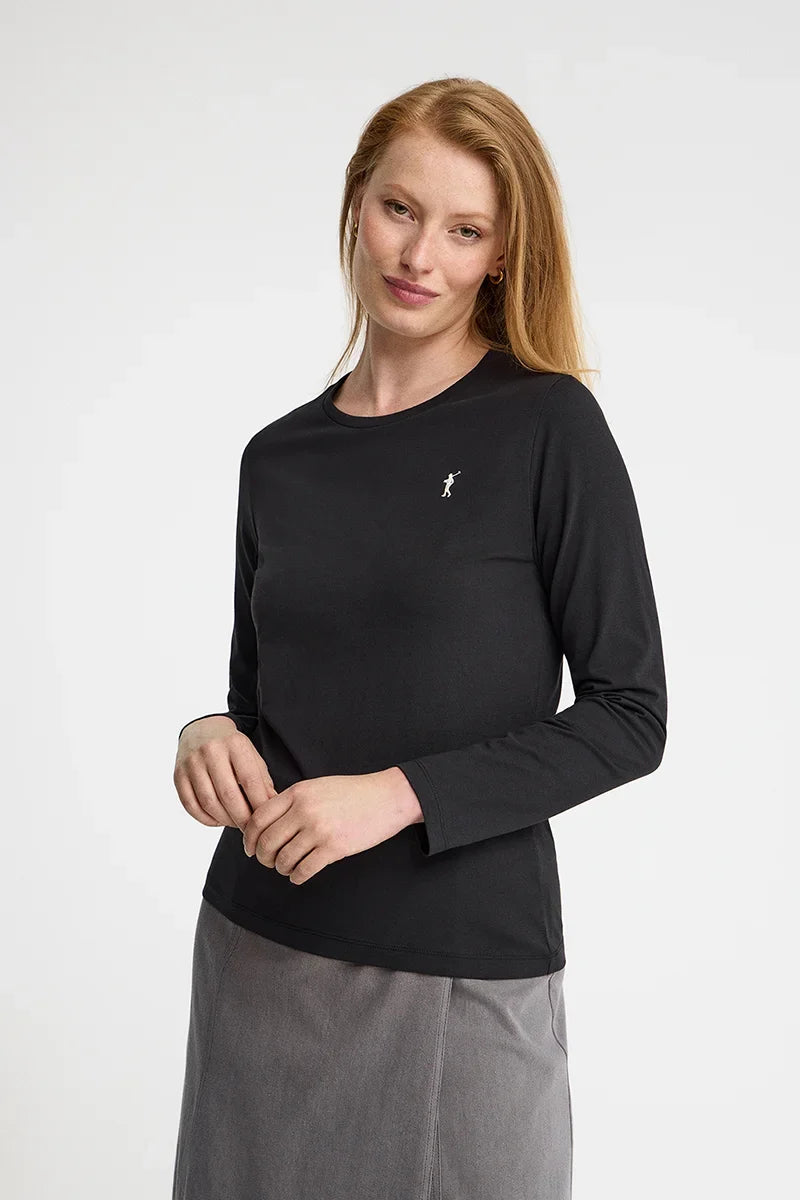 2026 New Arrival Black long-sleeve round-neck T-shirt with Rigby Go embroidery