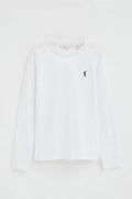 2026 New Arrival White long-sleeve round-neck T-shirt with Rigby Go embroidery