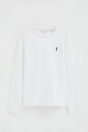2026 New Arrival White long-sleeve round-neck T-shirt with Rigby Go embroidery