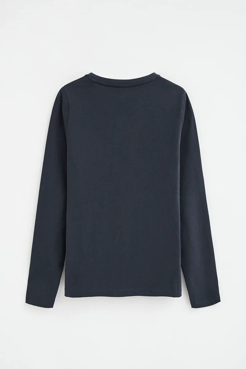 2026 New Arrival Round-neck 2-pack T-shirts in white and navy blue with long sleeves and Rigby Go embroidery