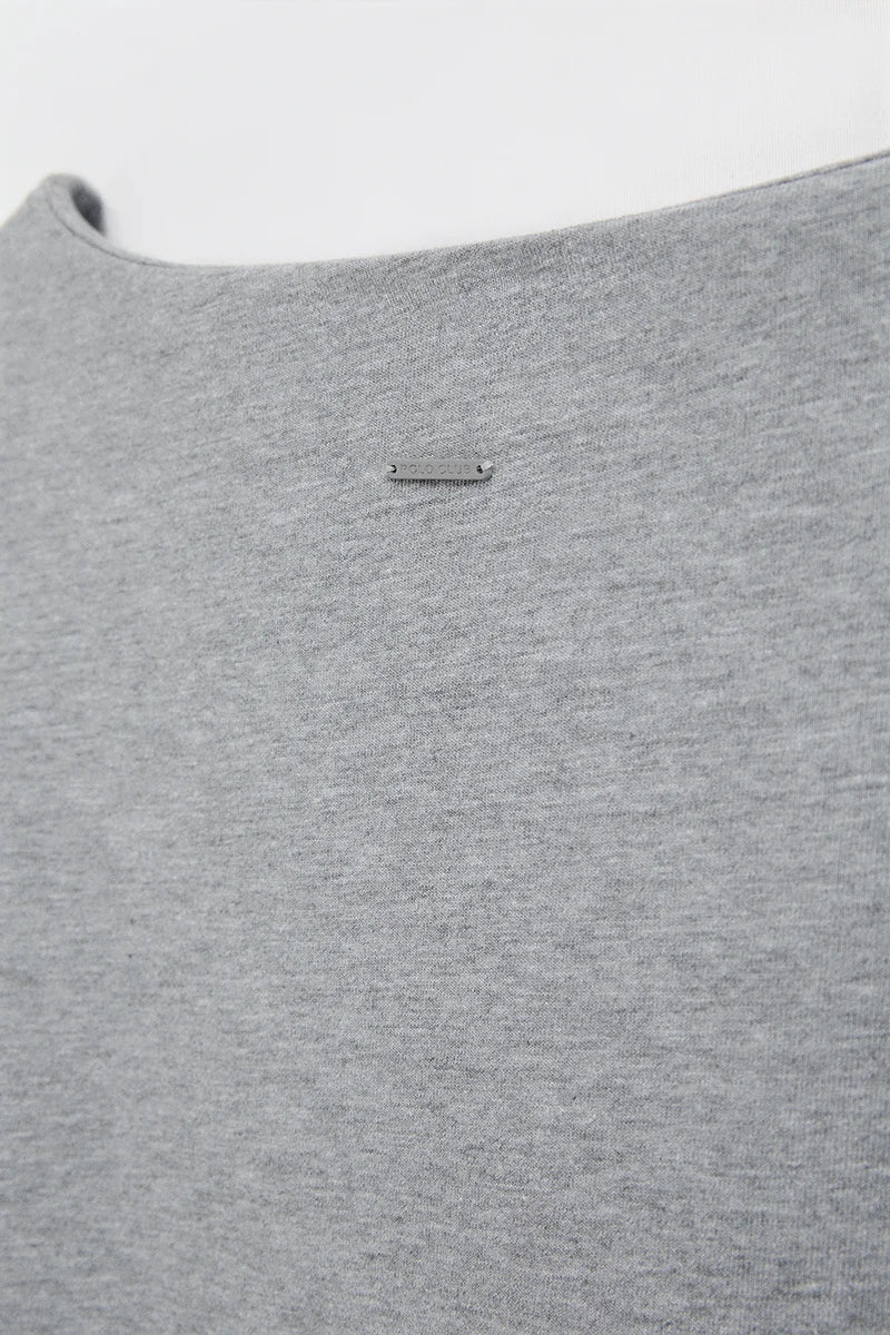 2026 New Arrival Grey-marl boat-neck T-shirt with Polo Club logo