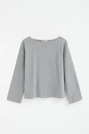 2026 New Arrival Grey-marl boat-neck T-shirt with Polo Club logo