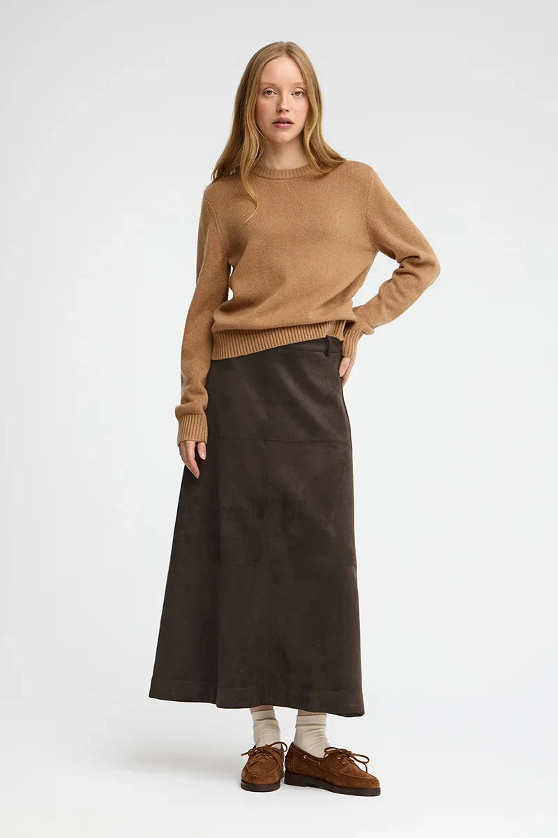 2026 New Arrival Dark-chocolate long skirt with zip fastening Polo Club
