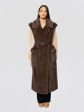 2026 New Arrival Gilet Lungo in Ecopelliccia Marrone