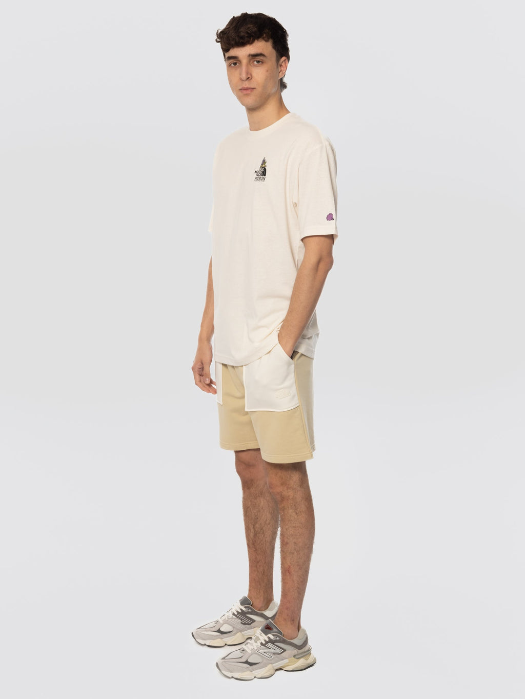 Shorts in Felpa con Tasche a Contrasto Ghiaia