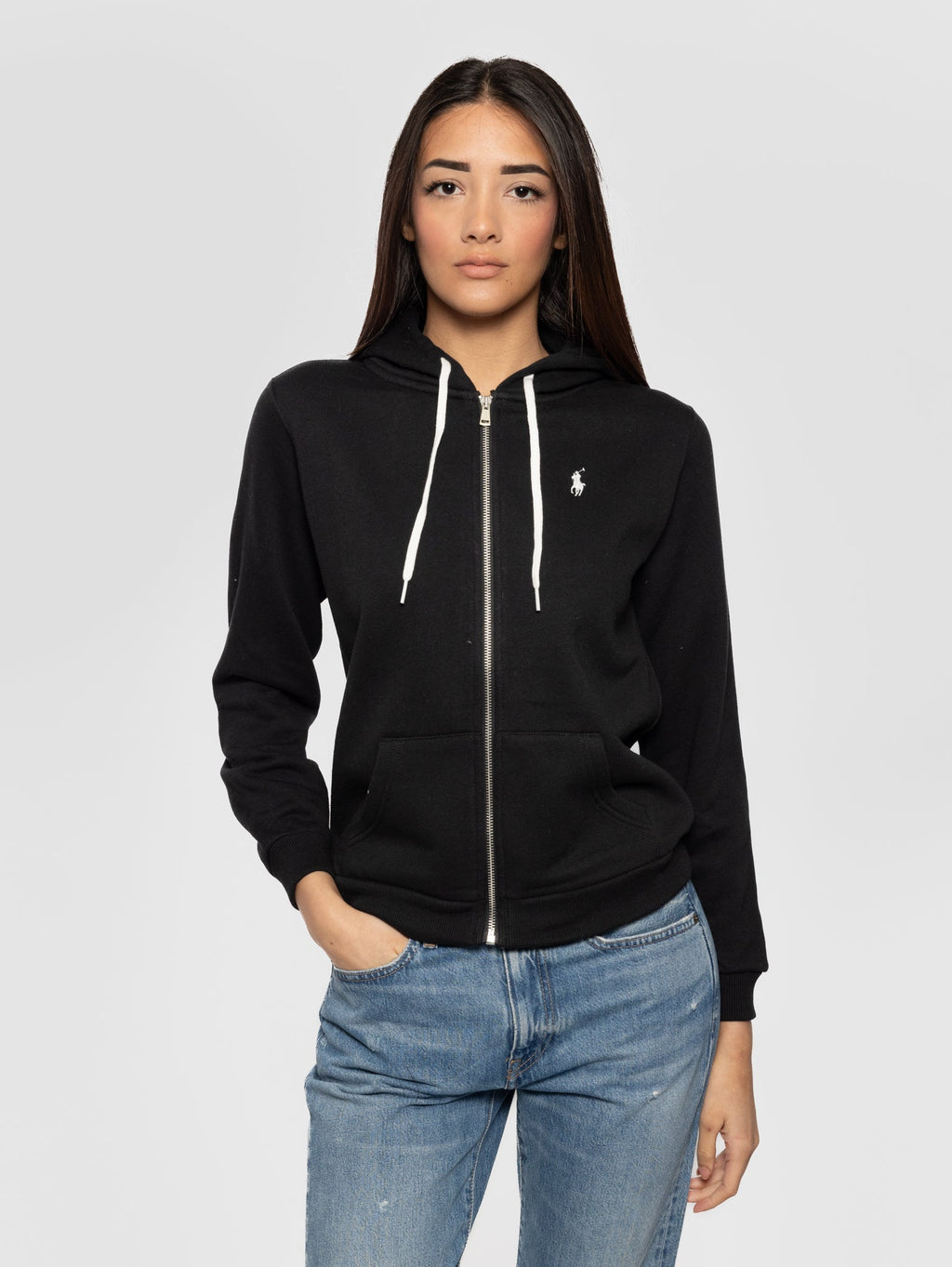 2026 New Arrival Felpa Full Zip con Cappuccio Nero