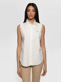 2026 New Arrival Camicia Oxford Senza Maniche Bianco