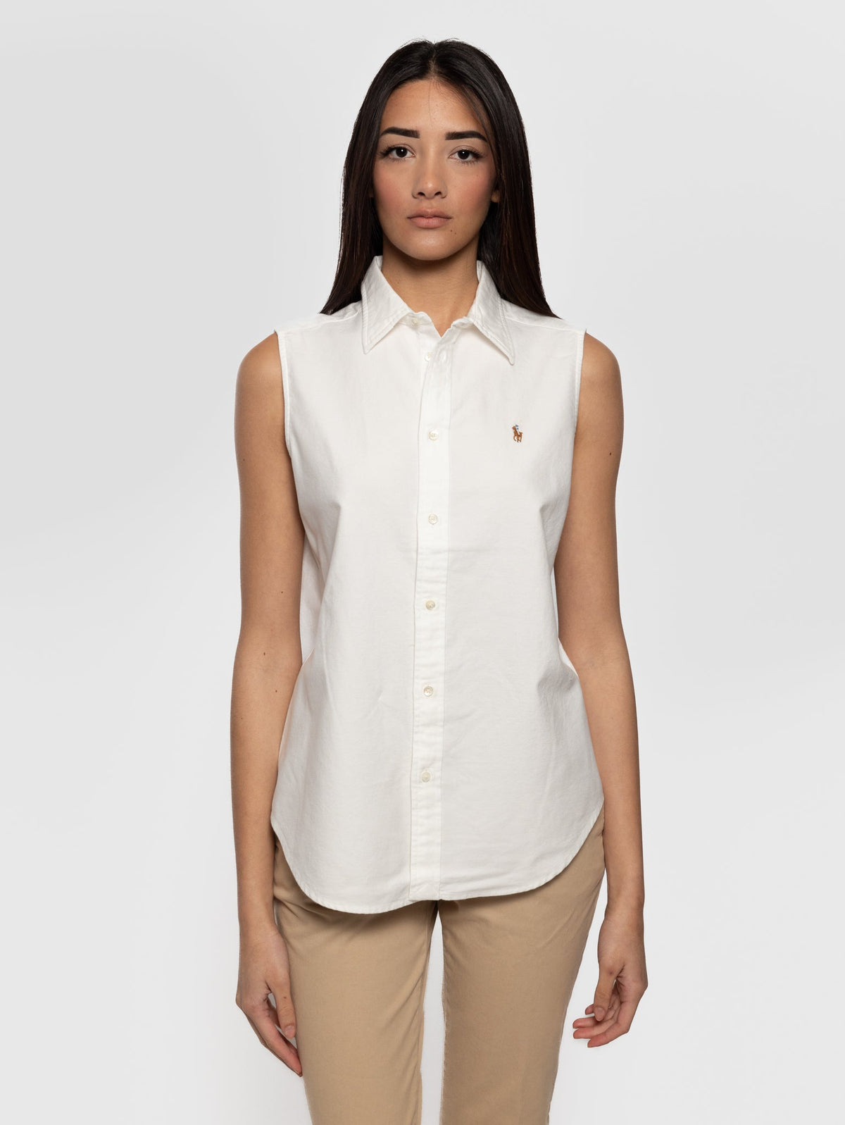 2026 New Arrival Camicia Oxford Senza Maniche Bianco