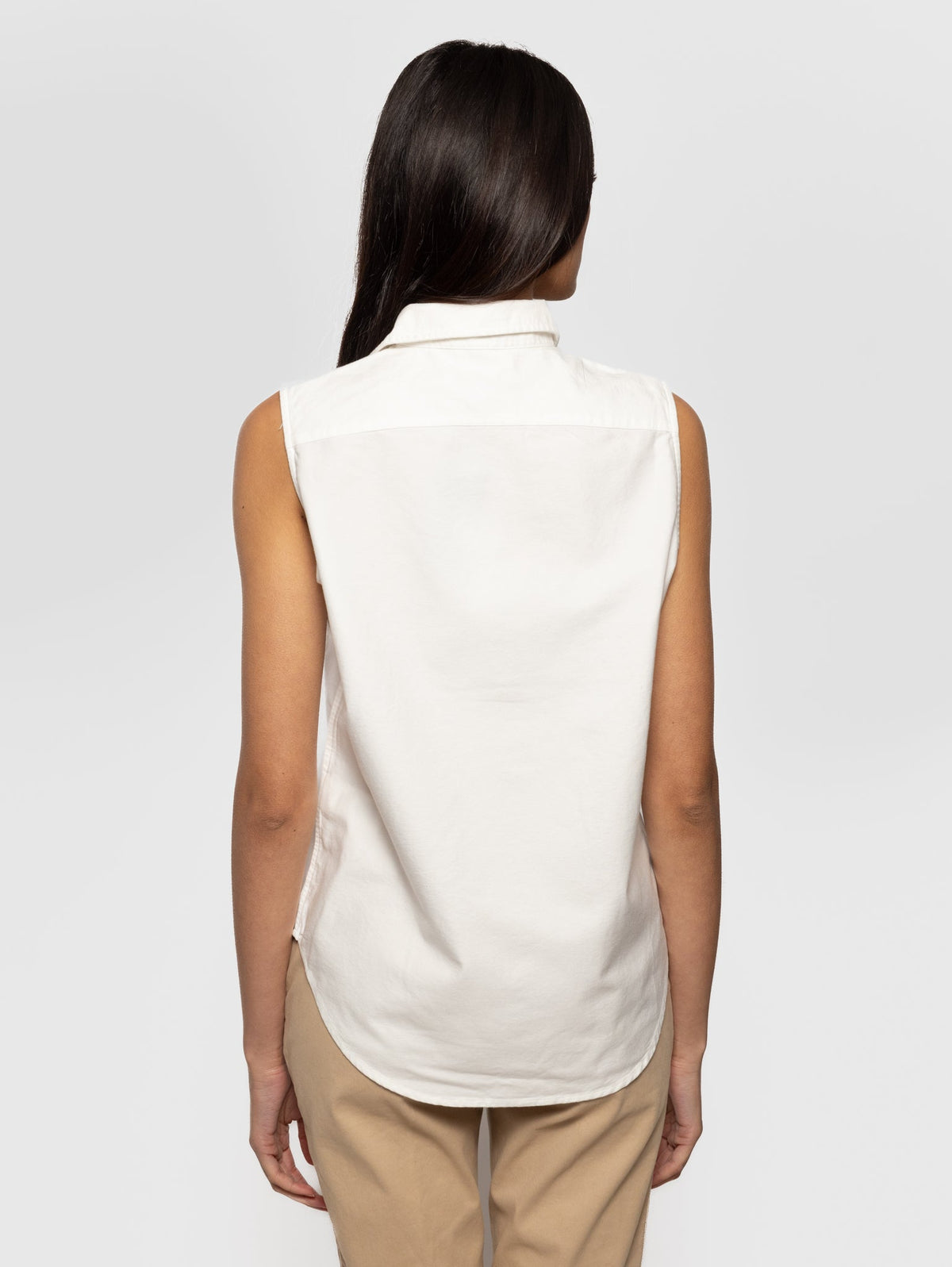 2026 New Arrival Camicia Oxford Senza Maniche Bianco