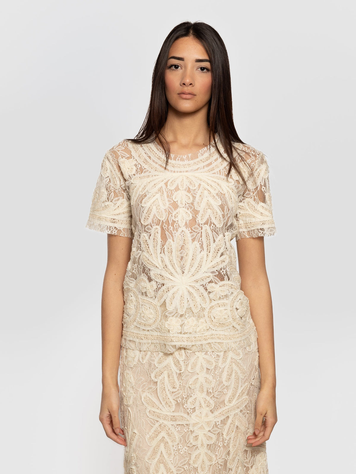 2026 New Arrival Blusa in Pizzo Macramè Ecrù
