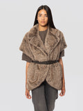 2026 New Arrival Gilet Corto in Ecopelliccia a Pelo Lungo Greige