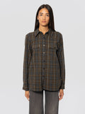2026 New Arrival Camicia Check in Flanella con Strass Verde