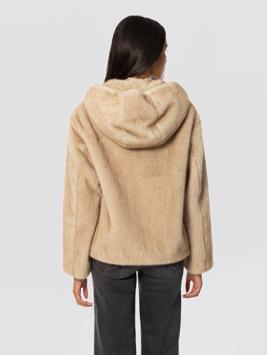 2026 New Arrival Giubbotto in Ecopelliccia con Cappuccio Sabbia
