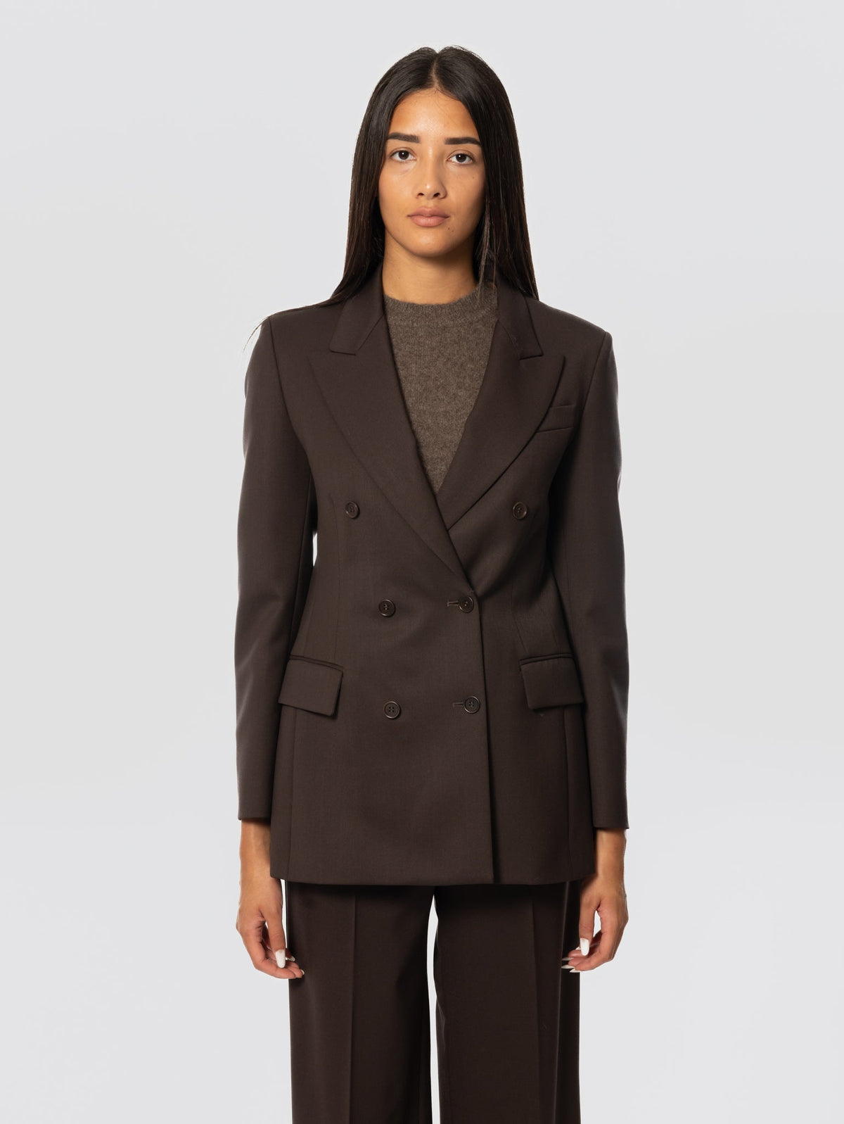 2026 New Arrival Giacca Doppio Petto in Fresco Lana Testa di Moro